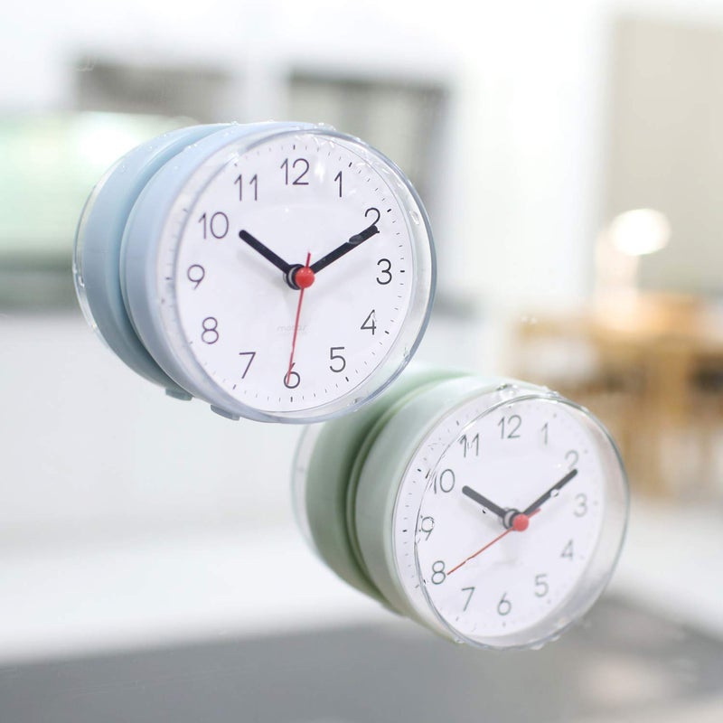 mooas 2WAY Silent Waterproof Bathroom Clock  Shower Clock  Wall Clock  Silent Non-Ticking Battery Operated  Suction Cup Wall Clock  Kitchen Clock (White) - Image 2